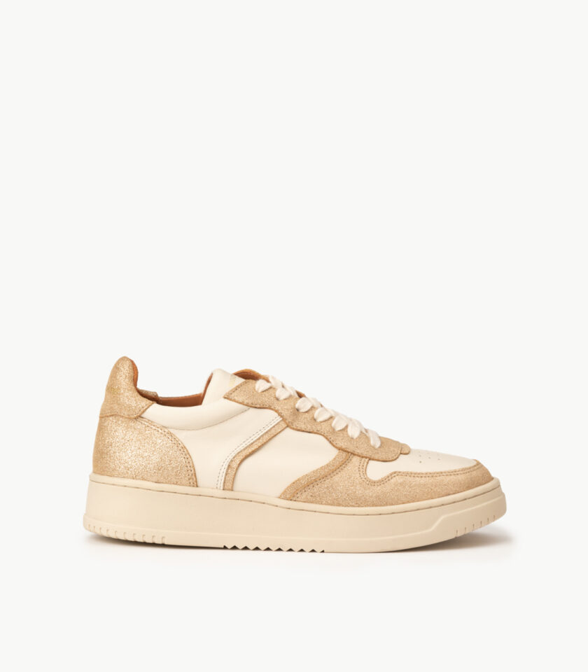 CARRE BASKETS CONFORTABLE DORÉ MÉTALLISÉ CRÈME CUIR ARMELLE