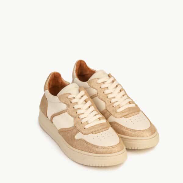 CARRE BASKETS CONFORTABLE DORÉ MÉTALLISÉ CRÈME CUIR ARMELLE