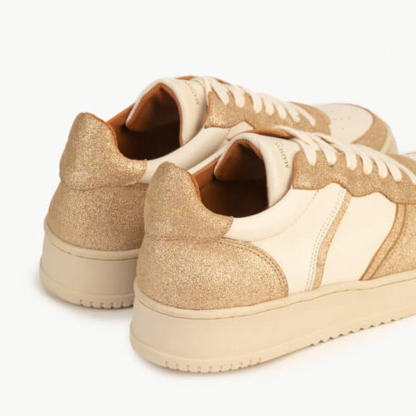 CARRE BASKETS CONFORTABLE DORÉ MÉTALLISÉ CRÈME CUIR ARMELLE