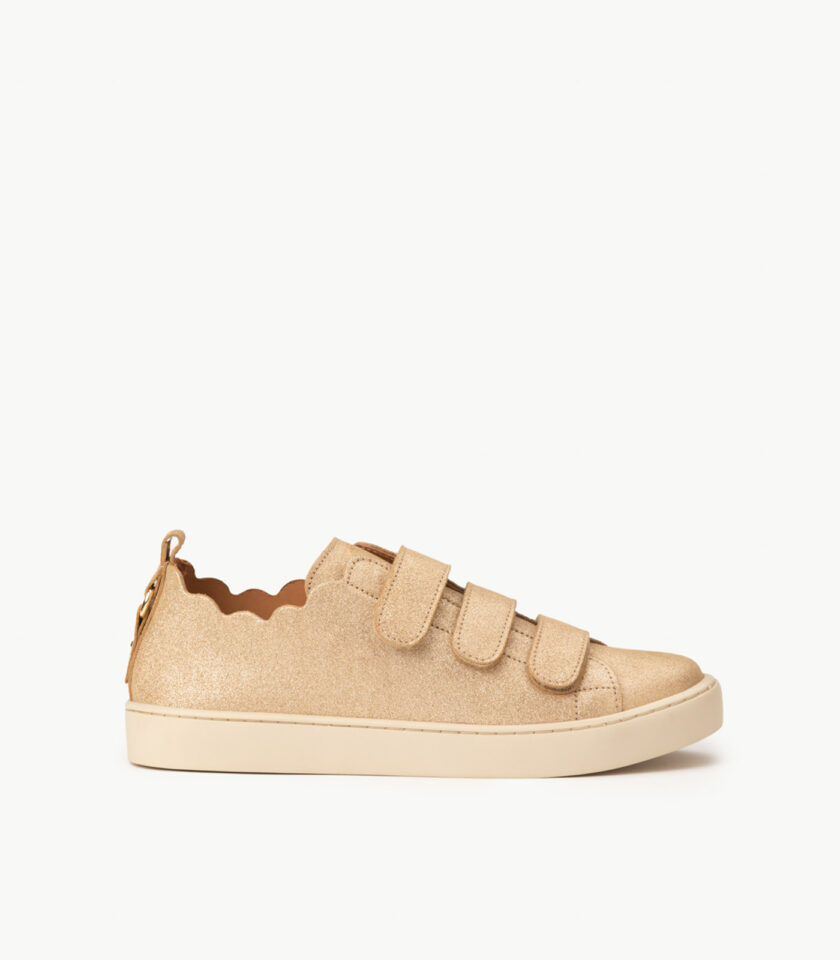 CARRE BASKETS CONFORTABLE DORÉ PAILLETÉ CUIR JULIANNE