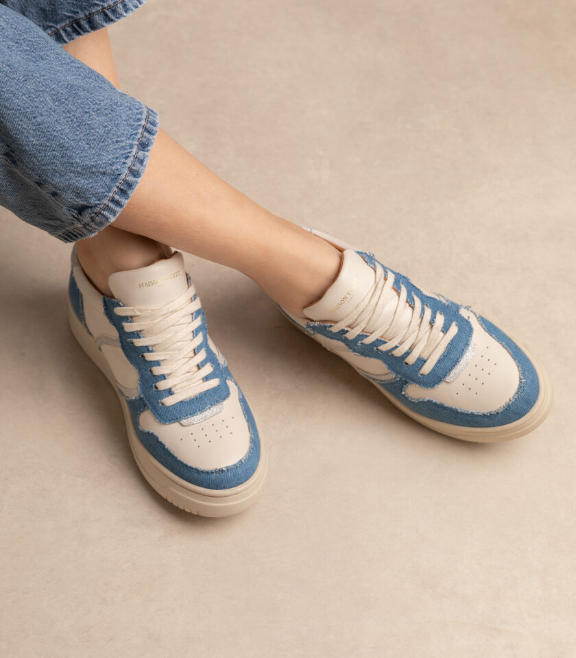 CARRE BASKETS CONFORTABLE JEANS CUIR LISSE ARMELLE