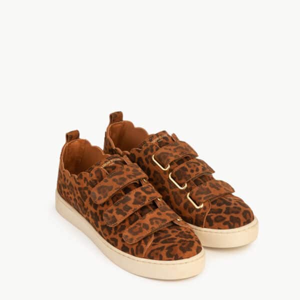 CARRE BASKETS CONFORTABLE LÉOPARD CUIR VELOURS JULIANNE ()