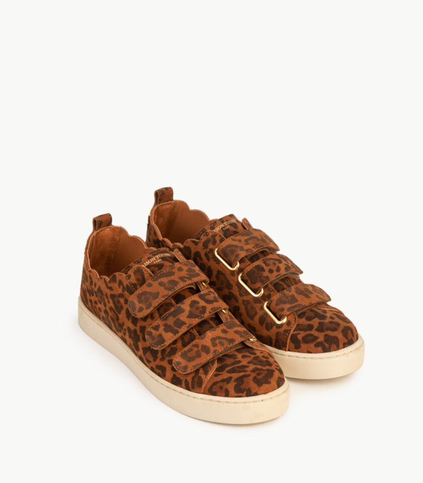 CARRE BASKETS CONFORTABLE LÉOPARD CUIR VELOURS JULIANNE ()