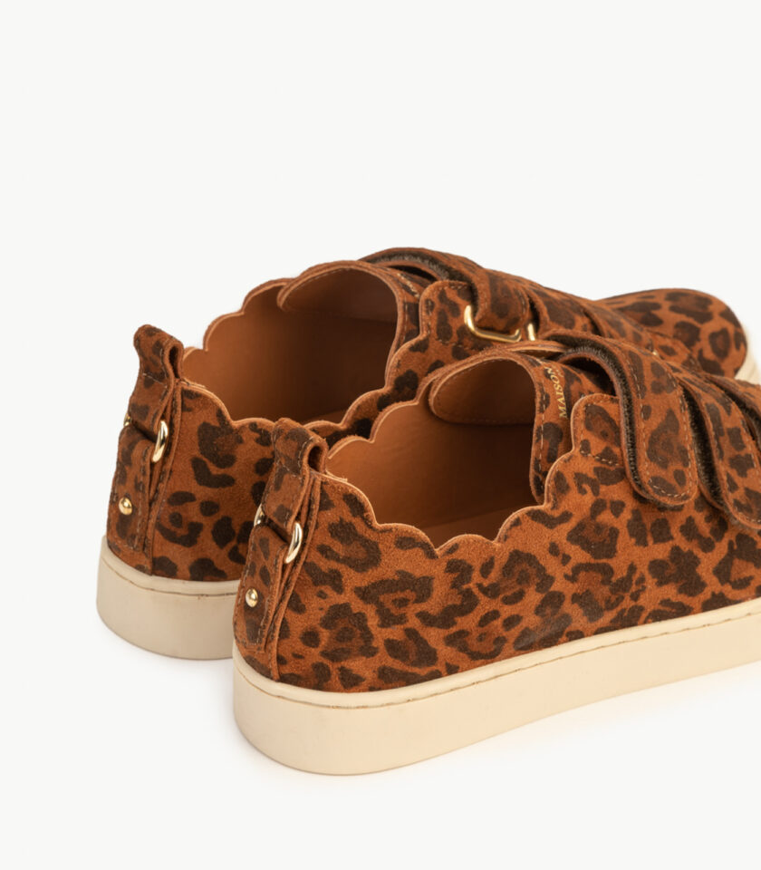 CARRE BASKETS CONFORTABLE LÉOPARD CUIR VELOURS JULIANNE ()