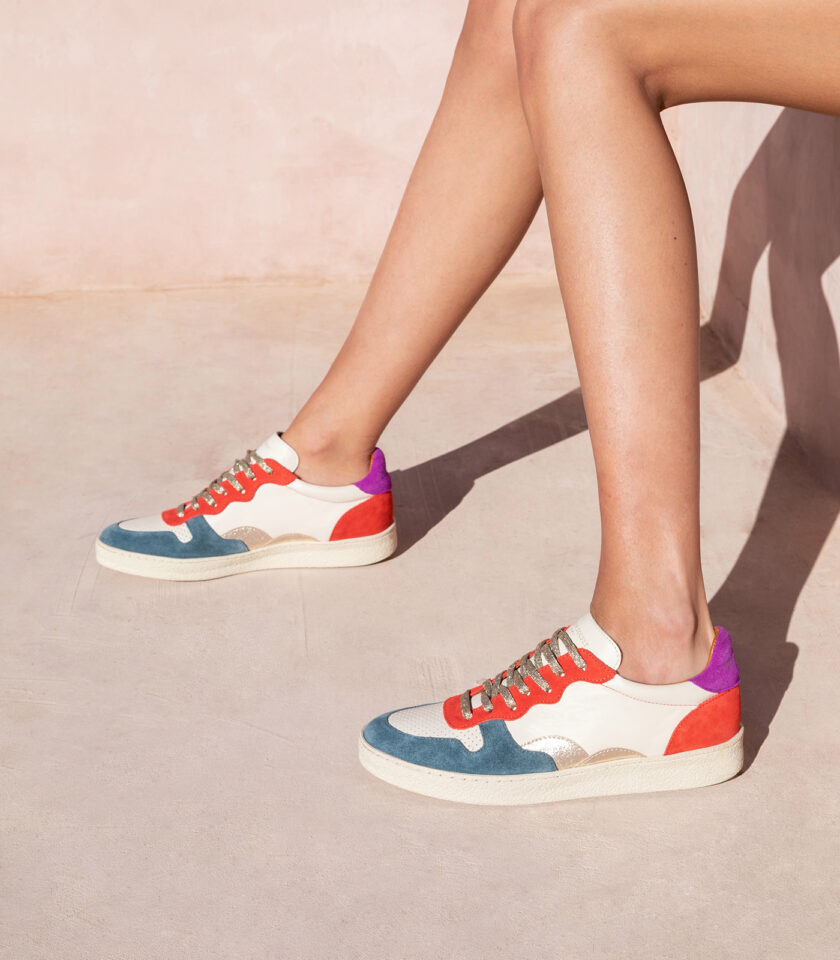 CARRE BASKETS CONFORTABLE MULTICO CUIR VELOURS LISA