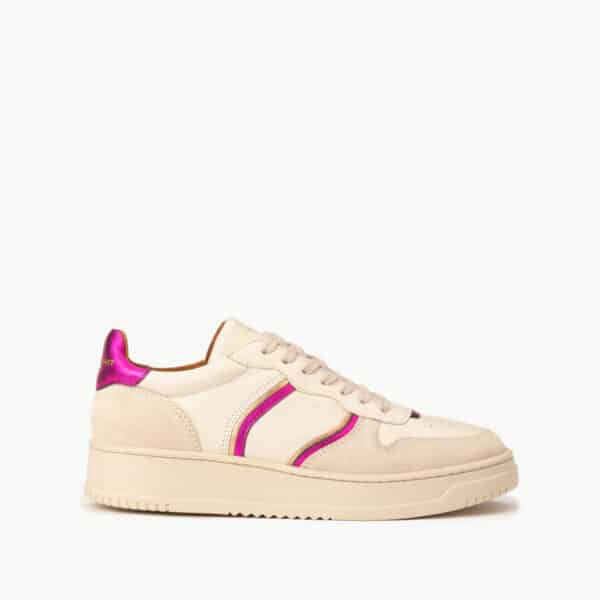 CARRE BASKETS CONFORTABLE ROSE METALLISÉ CRÈME CUIR ARMELLE