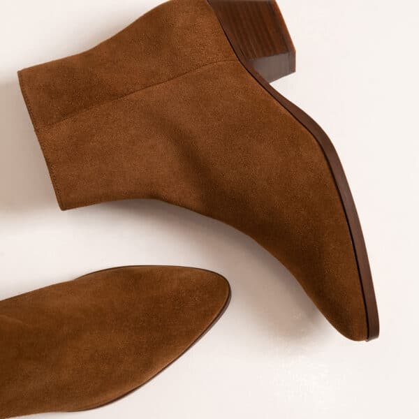 CARRE BOTTINES CONFORTABLE COGNAC CUIR VELOURS SOLINE