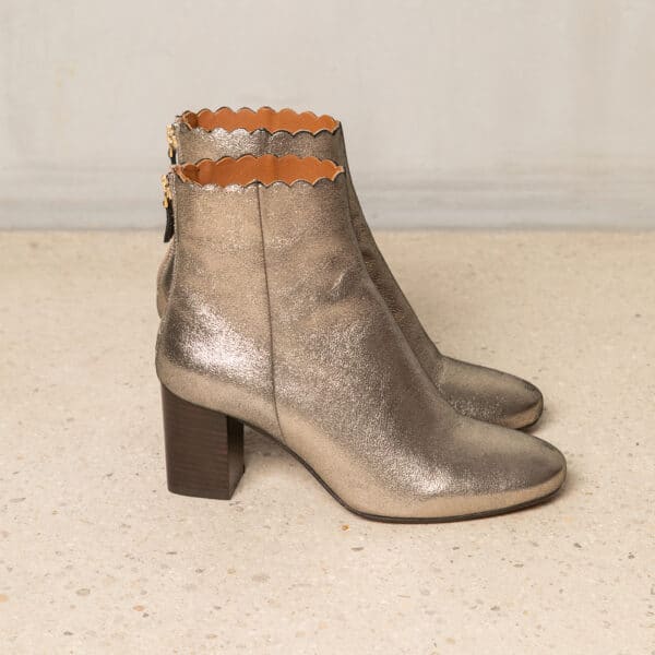 CARRE BOTTINES CONFORTABLE DORÉ CUIR MÉTALLISÉ GISELLE