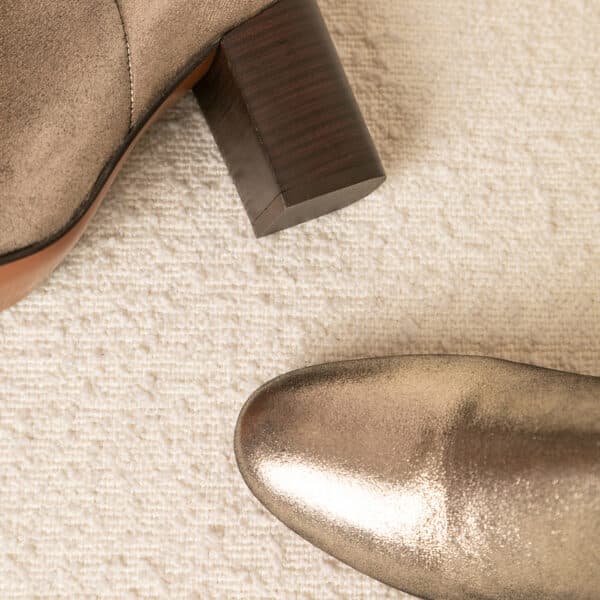 CARRE BOTTINES CONFORTABLE DORÉ CUIR MÉTALLISÉ GISELLE