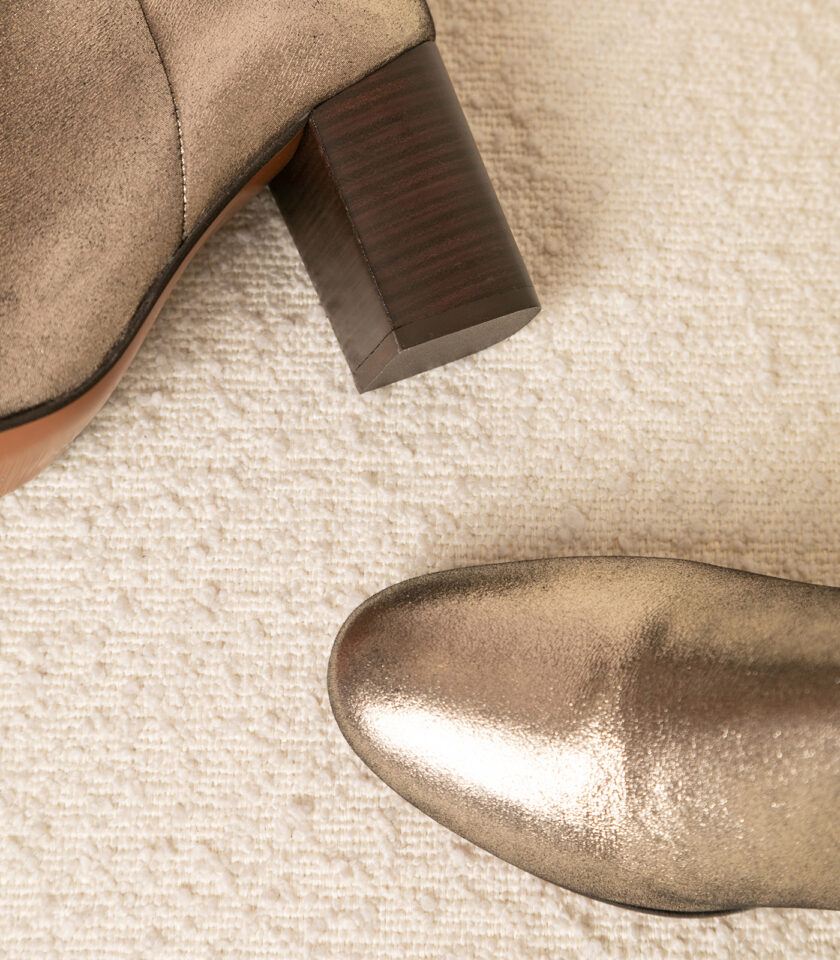 CARRE BOTTINES CONFORTABLE DORÉ CUIR MÉTALLISÉ GISELLE