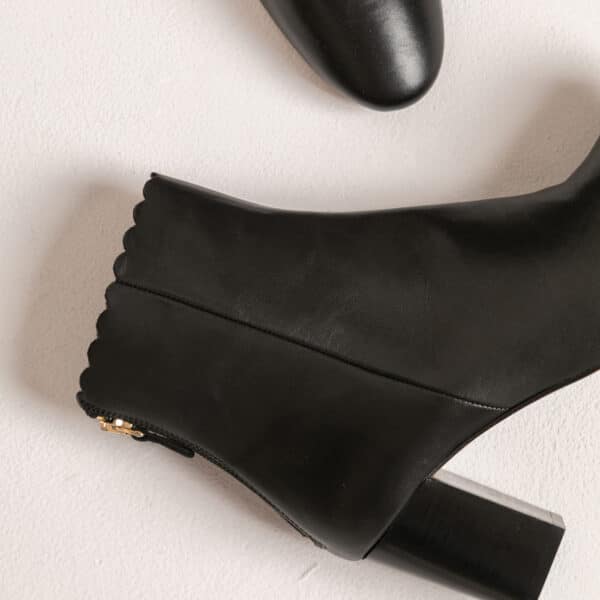 CARRE BOTTINES CONFORTABLE NOIR CUIR LISSE GISELLE