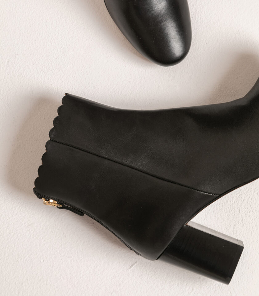 CARRE BOTTINES CONFORTABLE NOIR CUIR LISSE GISELLE