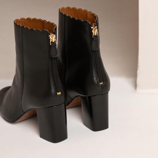 CARRE BOTTINES CONFORTABLE NOIR CUIR LISSE GISELLE