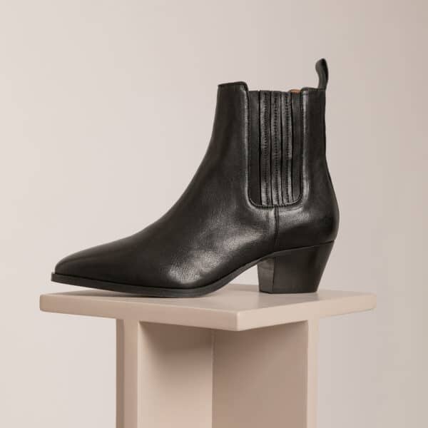 CARRE BOTTINES CONFORTABLE NOIR CUIR VICTOIRE