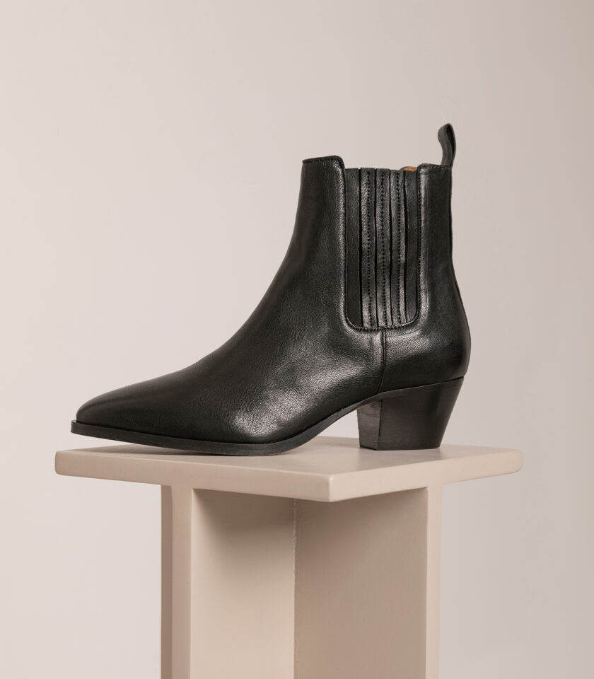CARRE BOTTINES CONFORTABLE NOIR CUIR VICTOIRE