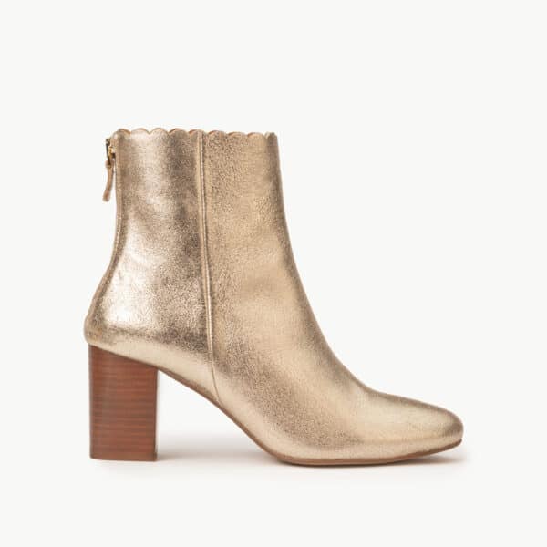 CARRE BOTTINES TALON CONFORTABLE DORÉ CUIR PAILLETÉ GISELLE