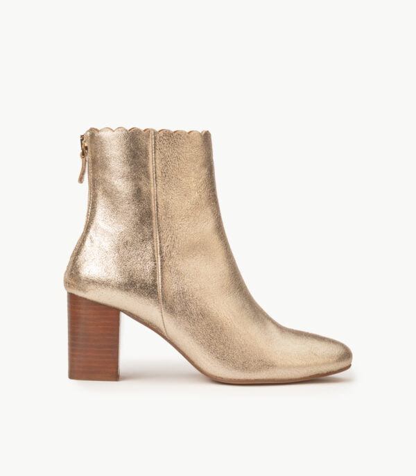 CARRE BOTTINES TALON CONFORTABLE DORÉ CUIR PAILLETÉ GISELLE