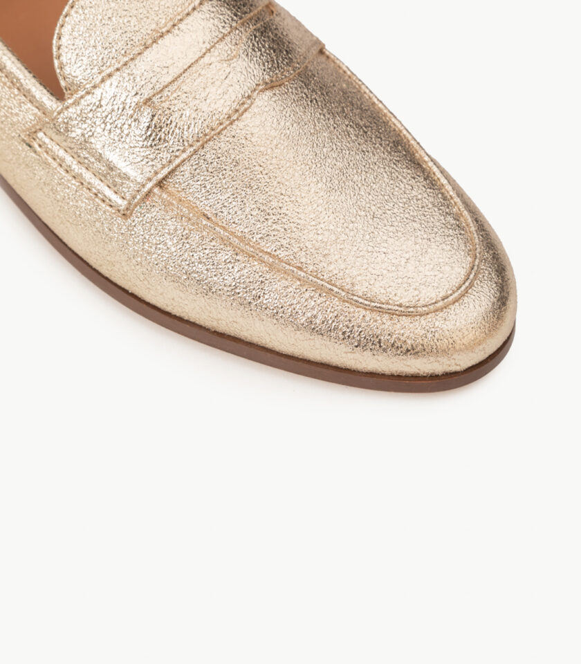 CARRE MOCASSINS CONFORTABLE DORÉ CUIR PAILLETÉ HANNA