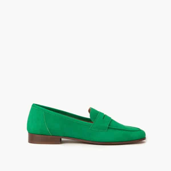 CARRE MOCASSINS CONFORTABLE VERT CUIR VELOURS HANNA