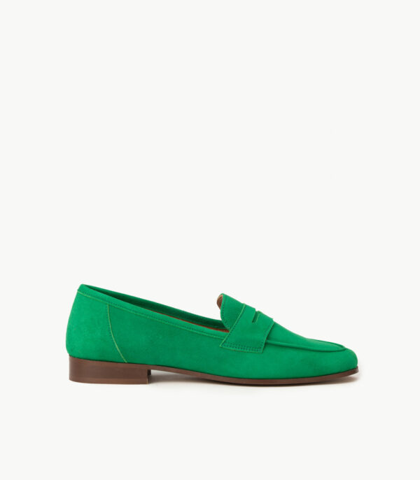 CARRE MOCASSINS CONFORTABLE VERT CUIR VELOURS HANNA