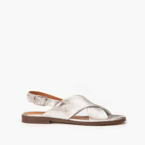 CARRE SANDALES CONFORTABLE ARGENT CUIR PAILLETÉ AXELLE