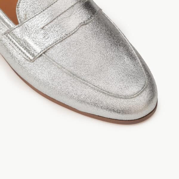 CARRE SANDALES CONFORTABLE ARGENT PAILLETÉ CUIR HANNA