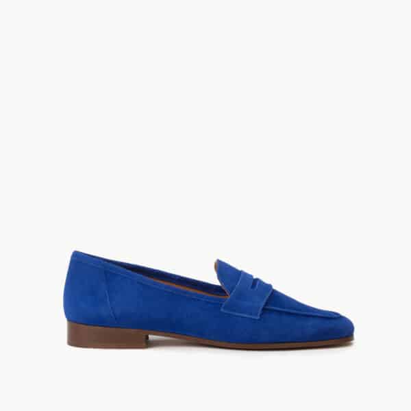 CARRE SANDALES CONFORTABLE BLEU ÉLECTRIQUE CUIR VELOURS HANNA
