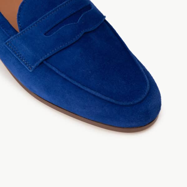 CARRE SANDALES CONFORTABLE BLEU ÉLECTRIQUE CUIR VELOURS HANNA