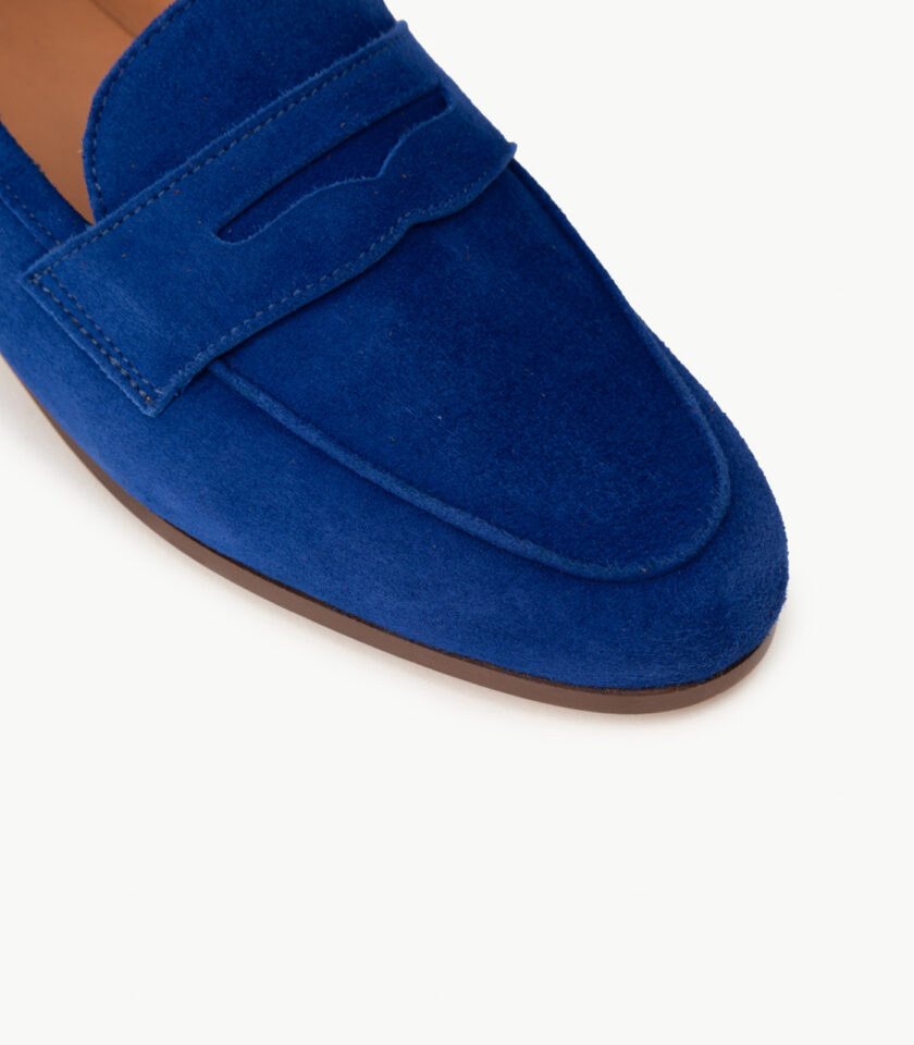 CARRE SANDALES CONFORTABLE BLEU ÉLECTRIQUE CUIR VELOURS HANNA