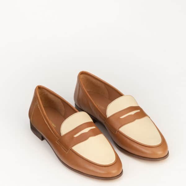 CARRE SANDALES CONFORTABLE CAMEL BI COLOR CUIR LISSE HANNA
