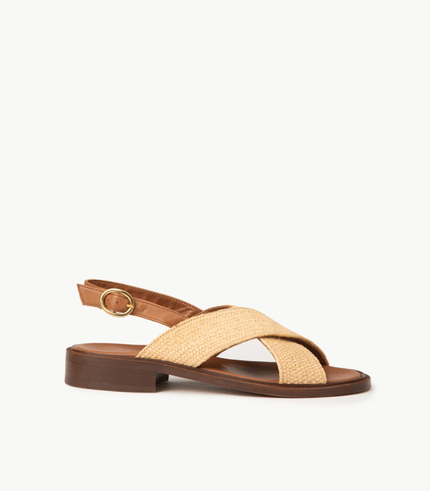 CARRE SANDALES CONFORTABLE CRÈME RAFIA ROSANA
