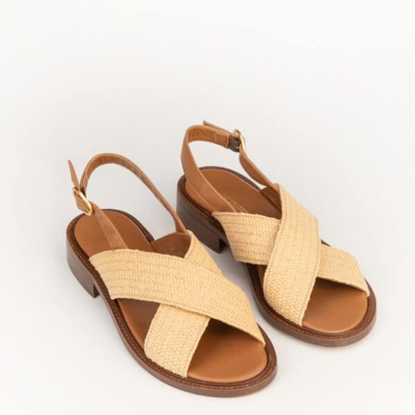 CARRE SANDALES CONFORTABLE CRÈME RAFIA ROSANA