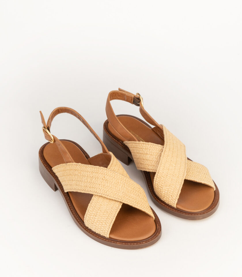 CARRE SANDALES CONFORTABLE CRÈME RAFIA ROSANA