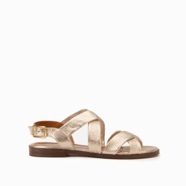 CARRE SANDALES CONFORTABLE DORÉ CHÉVRE PAILLETE FARAH