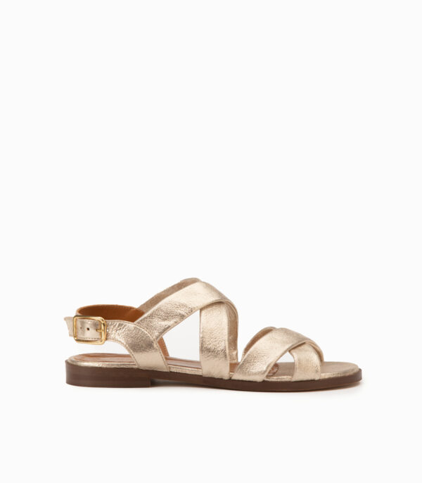 CARRE SANDALES CONFORTABLE DORÉ CHÉVRE PAILLETE FARAH