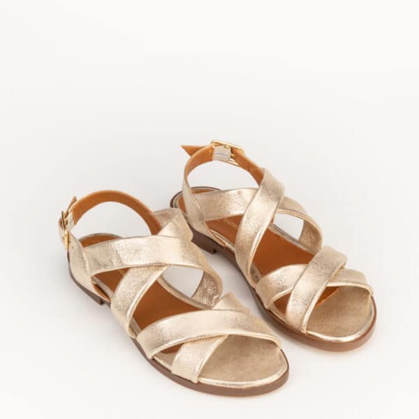 CARRE SANDALES CONFORTABLE DORÉ CHÉVRE PAILLETE FARAH