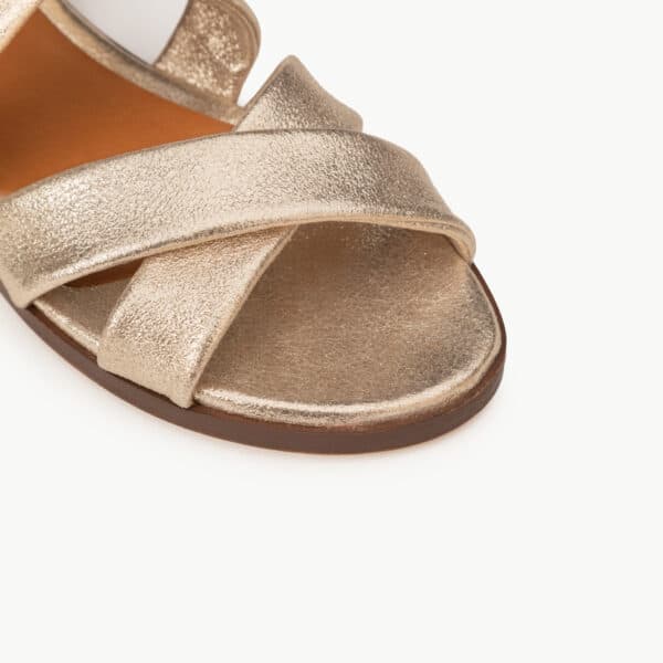 CARRE SANDALES CONFORTABLE DORÉ CHÉVRE PAILLETE FARAH