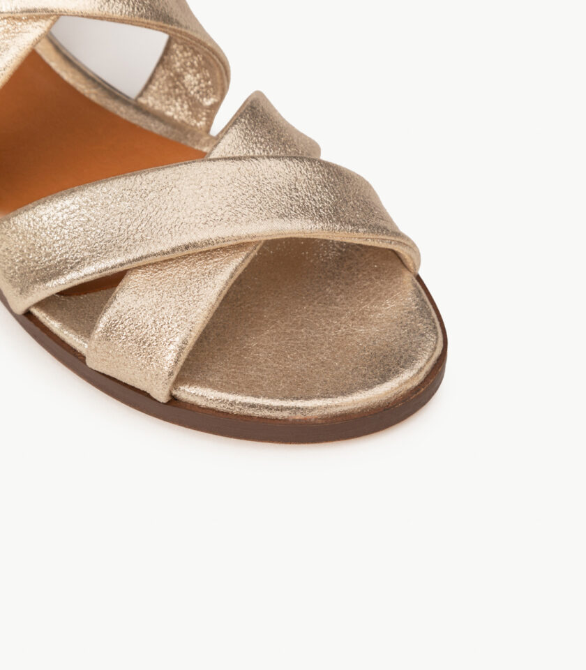 CARRE SANDALES CONFORTABLE DORÉ CHÉVRE PAILLETE FARAH