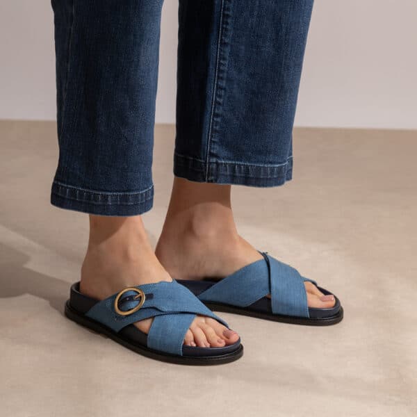 CARRE SANDALES CONFORTABLE JEAN BLEU BELINDA