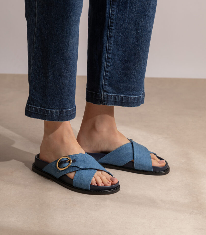 CARRE SANDALES CONFORTABLE JEAN BLEU BELINDA