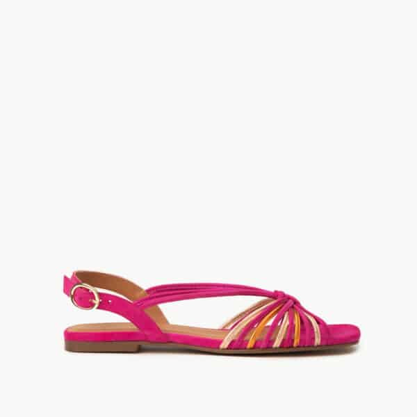 CARRE SANDALES CONFORTABLE MULTICO ROSE CUIR VELOURS MÉLODIE