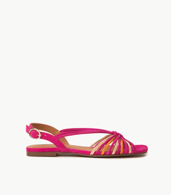 CARRE SANDALES CONFORTABLE MULTICO ROSE CUIR VELOURS MÉLODIE