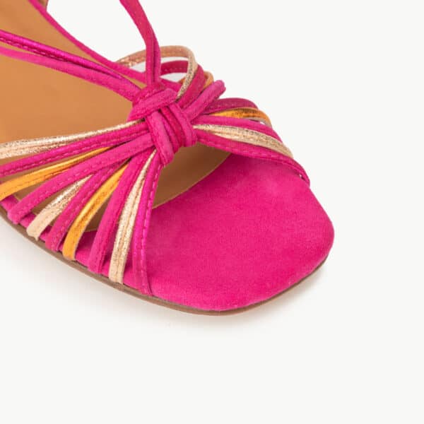 CARRE SANDALES CONFORTABLE MULTICO ROSE CUIR VELOURS MÉLODIE
