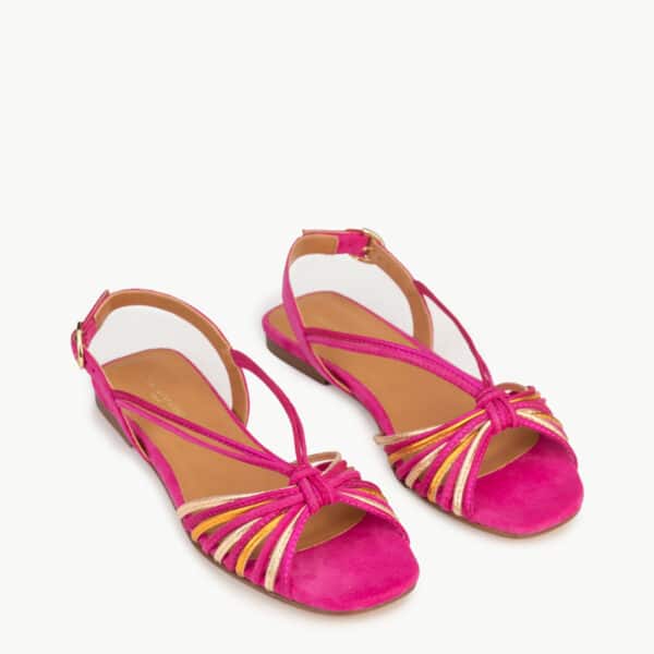 CARRE SANDALES CONFORTABLE MULTICO ROSE CUIR VELOURS MÉLODIE