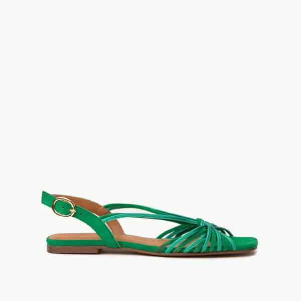 CARRE SANDALES CONFORTABLE MULTICO VERT CUIR VELOURS MÉLODIE
