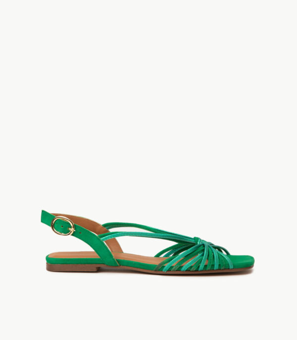 CARRE SANDALES CONFORTABLE MULTICO VERT CUIR VELOURS MÉLODIE