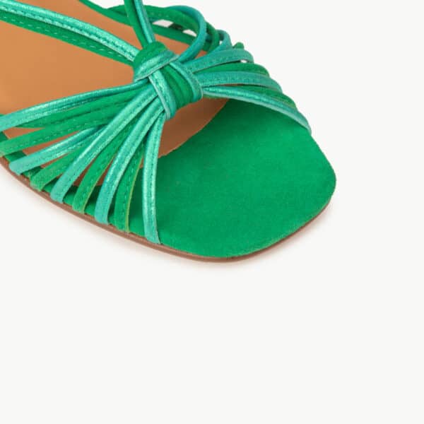 CARRE SANDALES CONFORTABLE MULTICO VERT CUIR VELOURS MÉLODIE