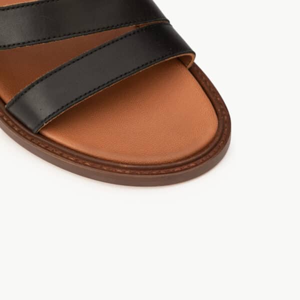 CARRE SANDALES CONFORTABLE NOIR CUIR LISSE SOIZIC