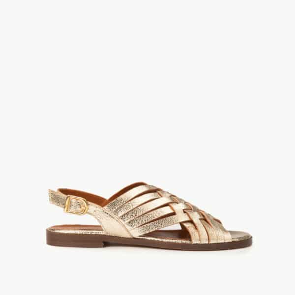 CARRE SANDALES CONFORTABLE PLATINE CHÉVRE CRACK VALENTINE