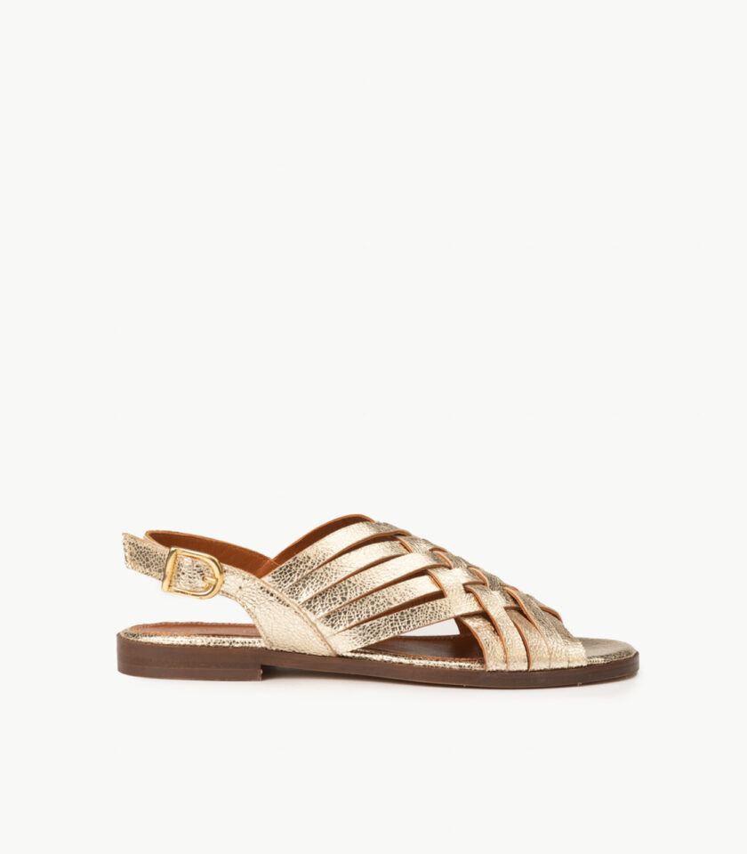CARRE SANDALES CONFORTABLE PLATINE CHÉVRE CRACK VALENTINE